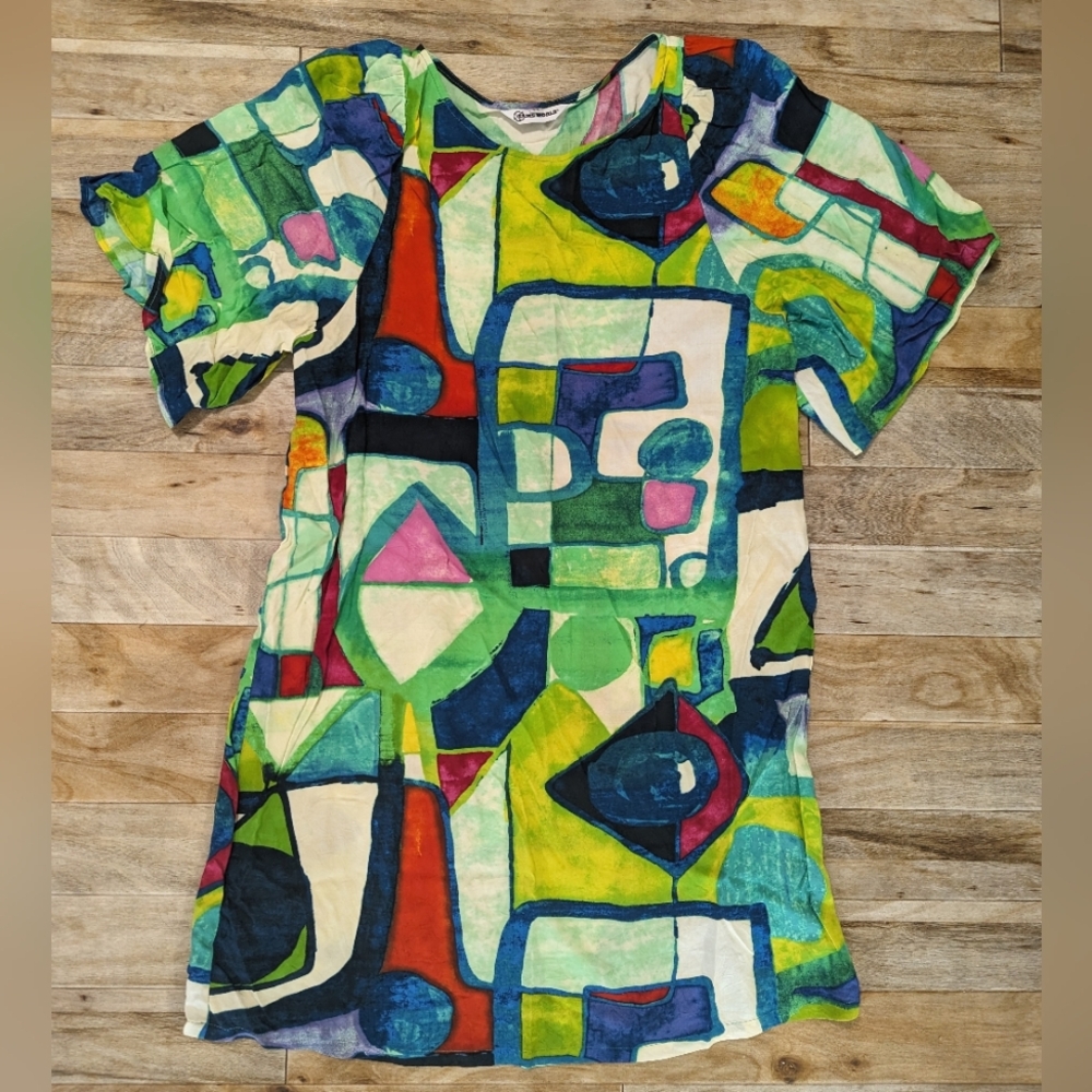 JAMS WORLD M Rayon Short Dress Aztec Candle Print